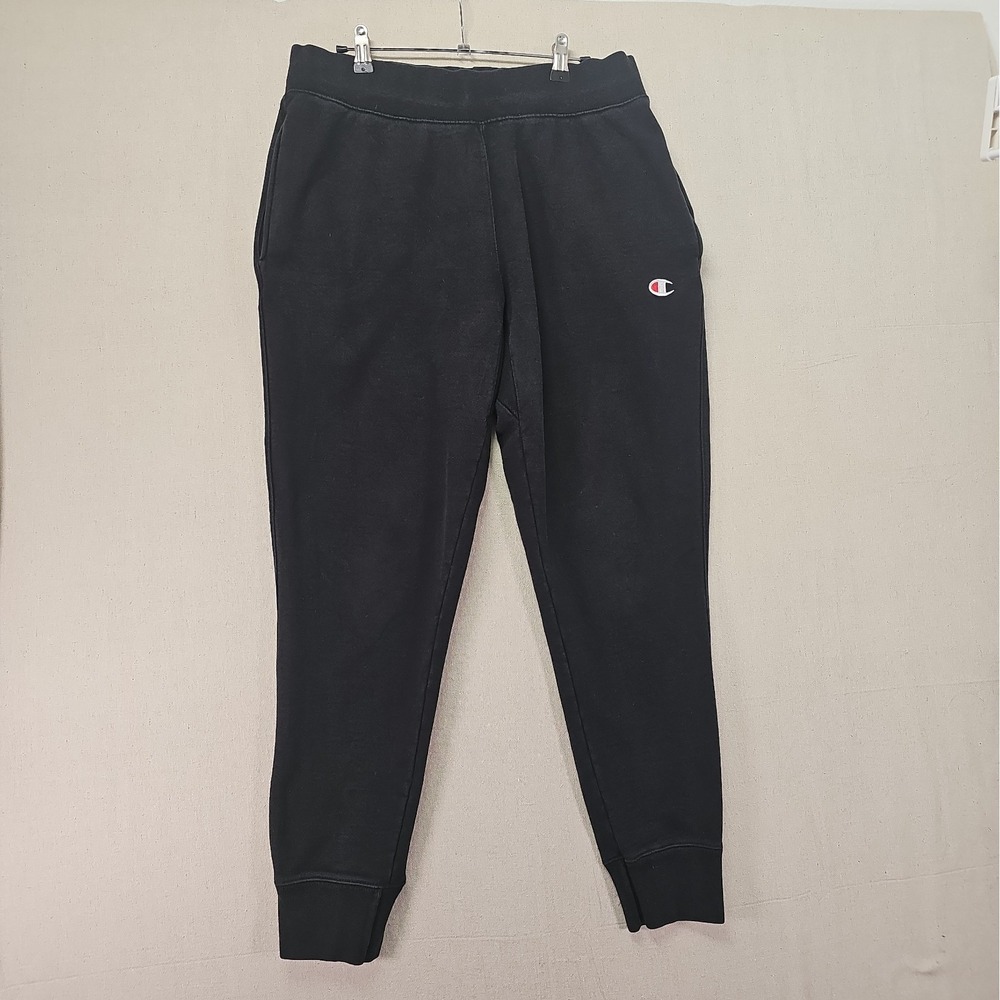 Champion Reverse Weave Sweatpants Men's Large Black Tapered Joggers Fleece GF01